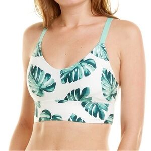 Wildfox Sweat Green Banana Leaf Pattern Sports Bra Size M